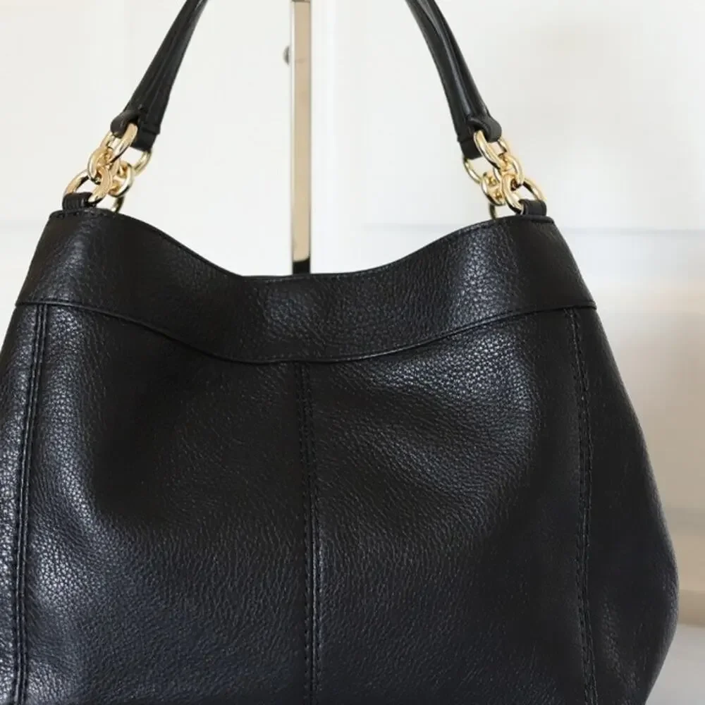 Coach Classic 2017 Lexy Black Pebble Leather Shoulder Bag Gold Hardware